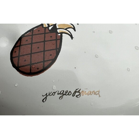 Vintage Georges Briard Ambrosia Enamelware 2-qt White Fruit Sauce Pan & Roaster